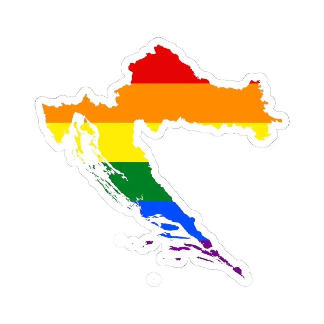 LGBT flag map of Croatia (Croatia) STICKER Vinyl Kiss-Cut Decal 4 Inch White - The Sticker Space