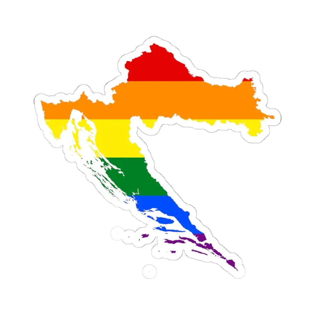 LGBT flag map of Croatia (Croatia) STICKER Vinyl Kiss-Cut Decal 6 Inch White - The Sticker Space