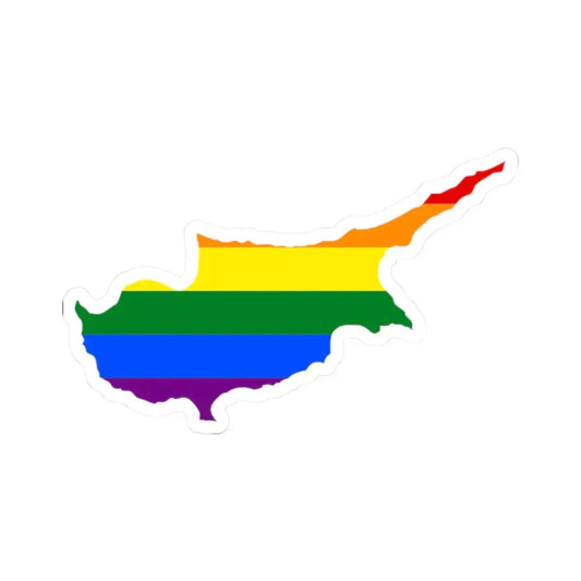 LGBT flag map of Cyprus (Cyprus) STICKER Vinyl Kiss-Cut Decal 2 Inch White - The Sticker Space