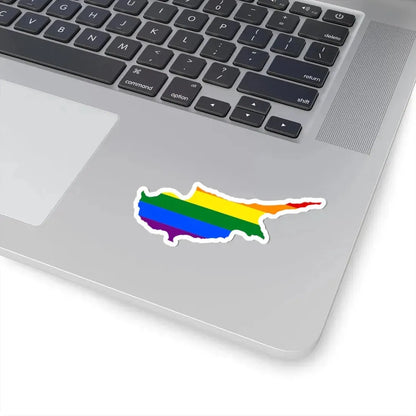 LGBT flag map of Cyprus (Cyprus) STICKER Vinyl Kiss-Cut Decal - The Sticker Space