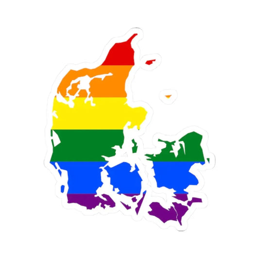 LGBT flag map of Denmark (Denmark) STICKER Vinyl Kiss-Cut Decal 2 Inch White - The Sticker Space