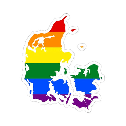 LGBT flag map of Denmark (Denmark) STICKER Vinyl Kiss-Cut Decal 6 Inch White - The Sticker Space