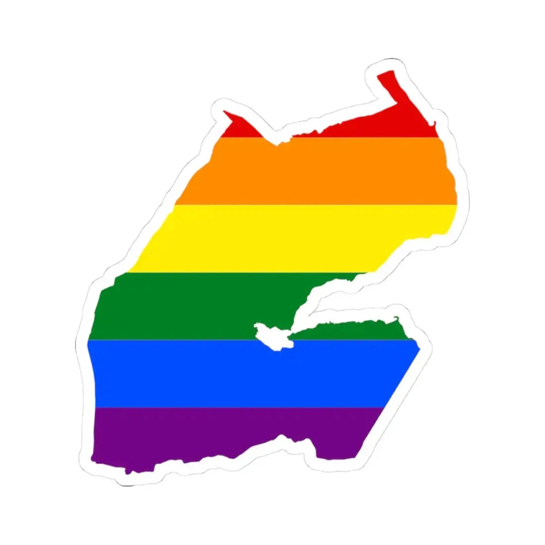 LGBT flag map of Djibouti (Djibouti) STICKER Vinyl Kiss-Cut Decal 3 Inch White - The Sticker Space