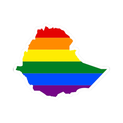 LGBT flag map of Ethiopia (Ethiopia) STICKER Vinyl Kiss-Cut Decal 2 Inch White - The Sticker Space