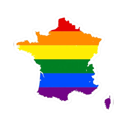 LGBT flag map of France (France) STICKER Vinyl Kiss-Cut Decal 2 Inch White - The Sticker Space