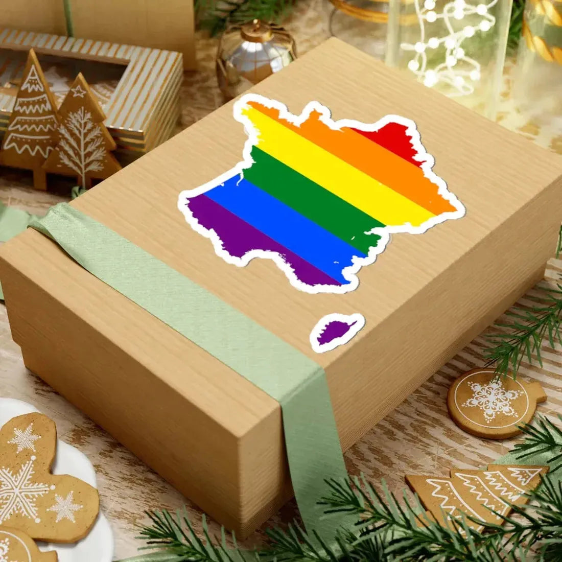 LGBT flag map of France (France) STICKER Vinyl Kiss-Cut Decal - The Sticker Space