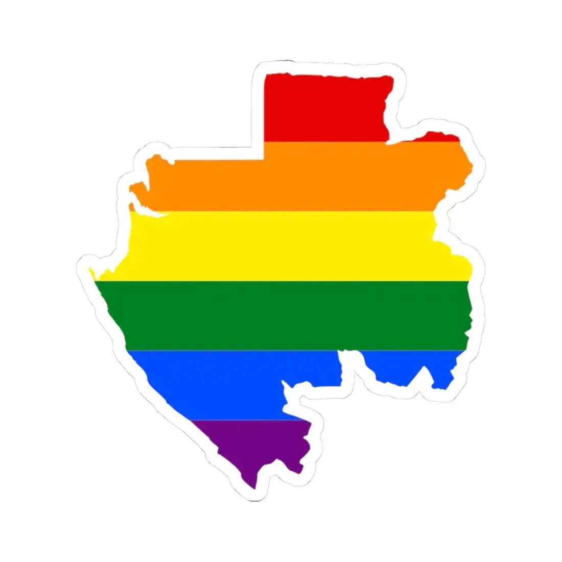 LGBT flag map of Gabon (Gabon) STICKER Vinyl Kiss-Cut Decal 3 Inch White - The Sticker Space