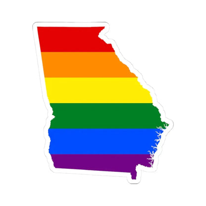 LGBT flag map of Georgia state (United States) STICKER Vinyl Kiss-Cut Decal 3 Inch White - The Sticker Space