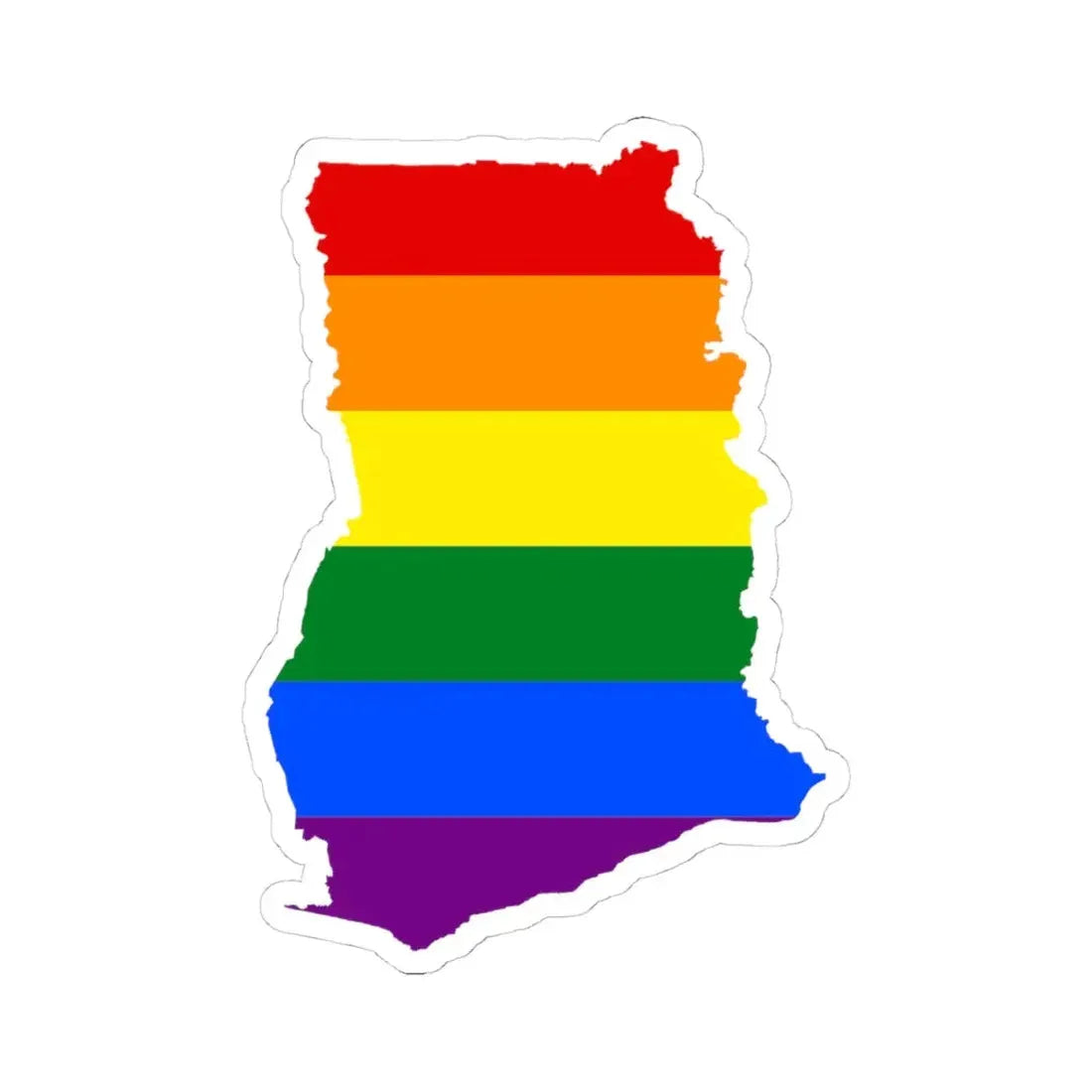 LGBT flag map of Ghana (Ghana) STICKER Vinyl Kiss-Cut Decal 4 Inch White - The Sticker Space