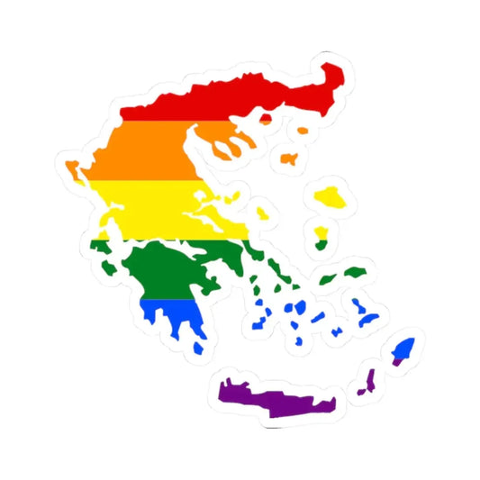 LGBT flag map of Greece (Greece) STICKER Vinyl Kiss-Cut Decal 2 Inch White - The Sticker Space