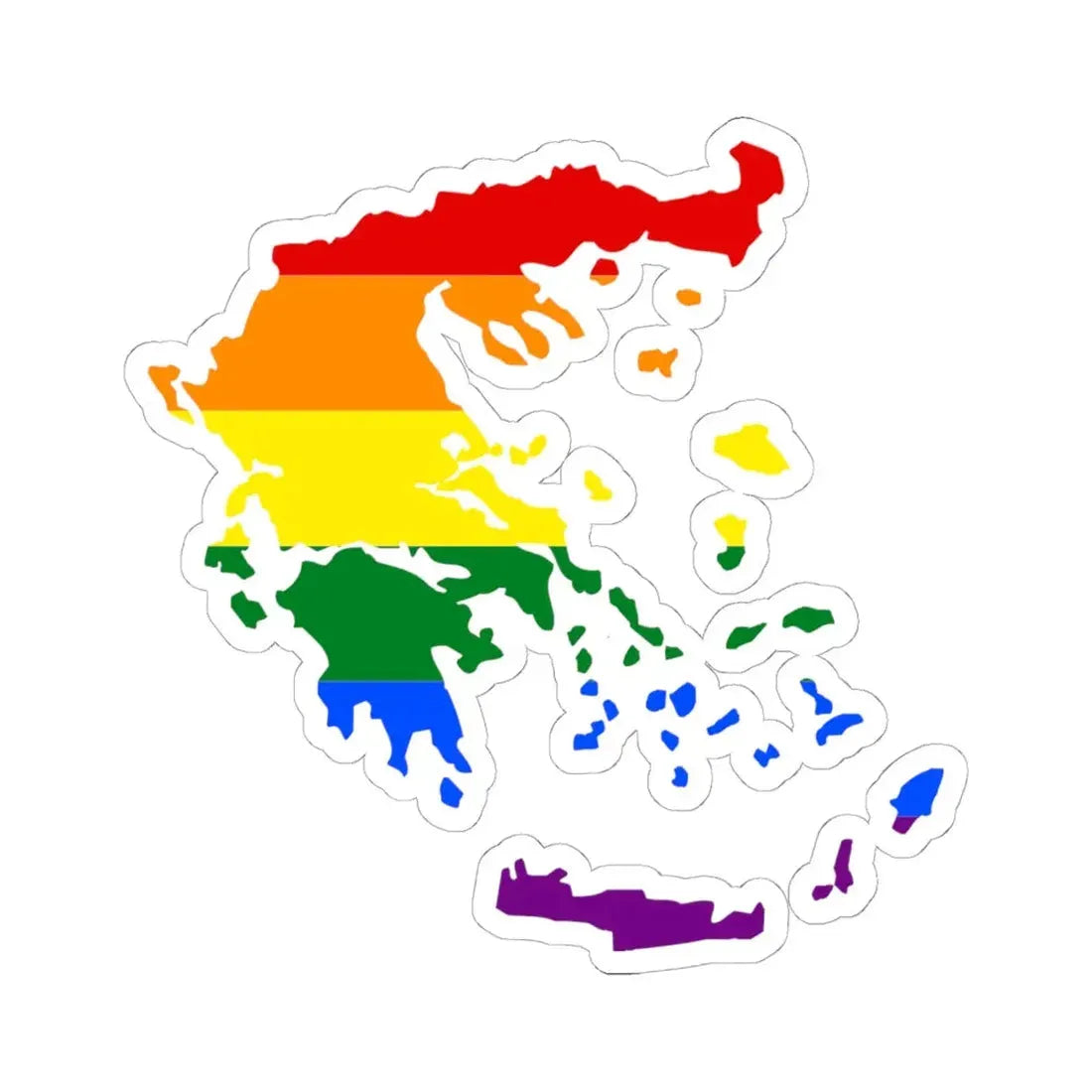 LGBT flag map of Greece (Greece) STICKER Vinyl Kiss-Cut Decal 6 Inch White - The Sticker Space