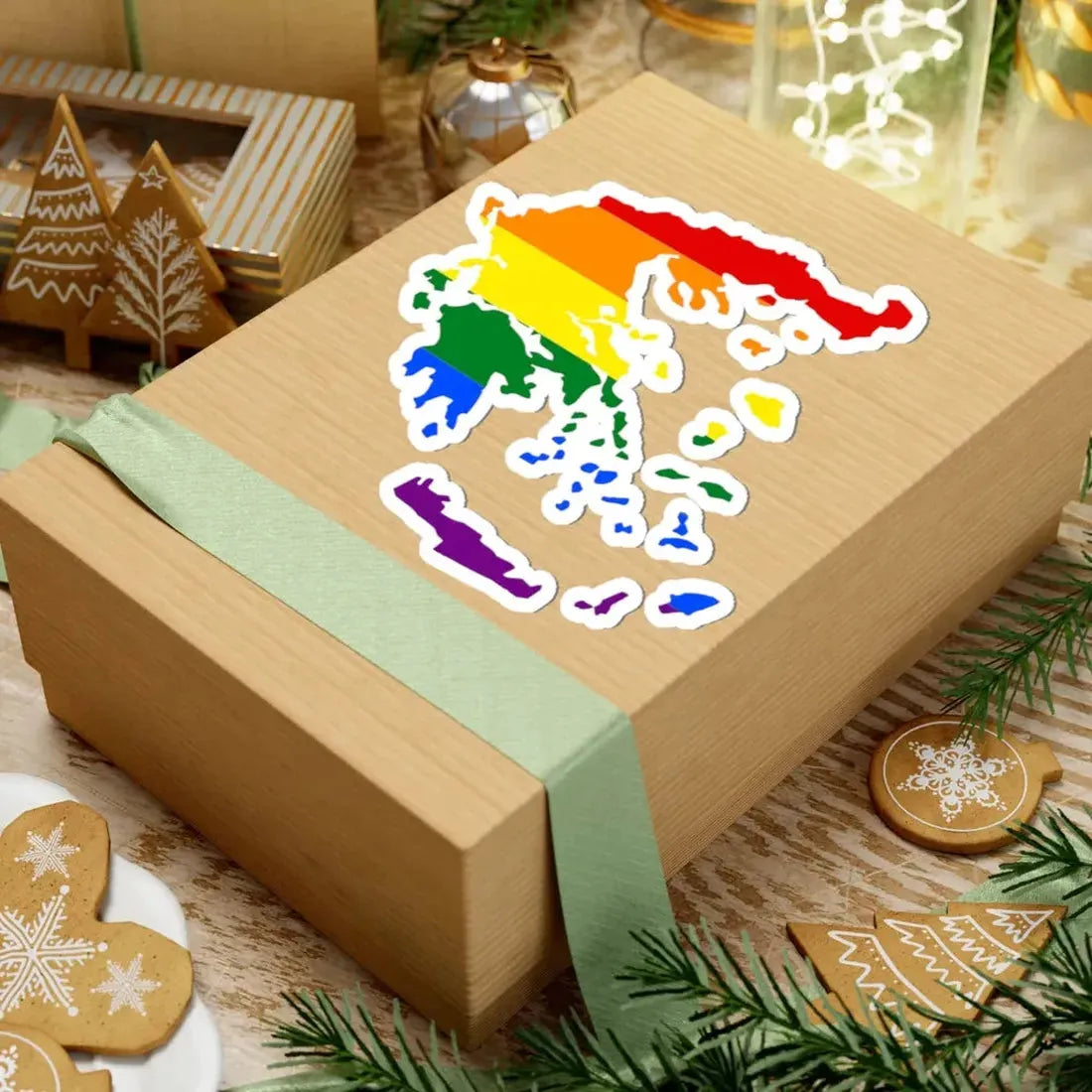 LGBT flag map of Greece (Greece) STICKER Vinyl Kiss-Cut Decal - The Sticker Space