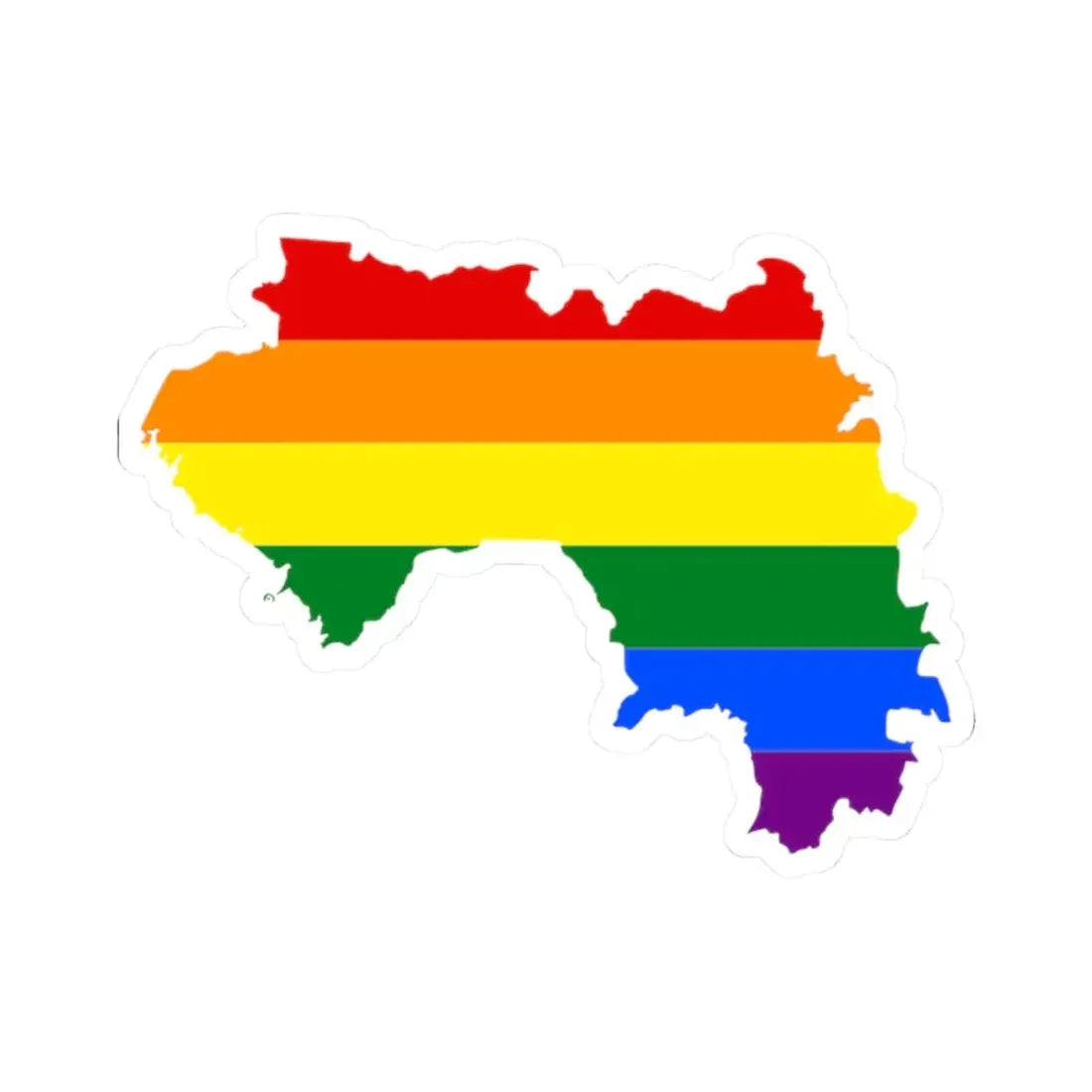 LGBT flag map of Guinea (Guinea) STICKER Vinyl Kiss-Cut Decal 2 Inch White - The Sticker Space