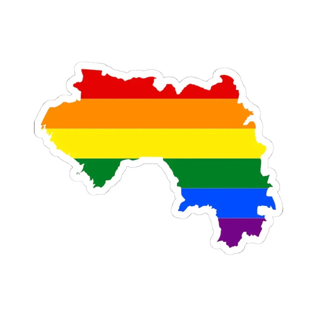 LGBT flag map of Guinea (Guinea) STICKER Vinyl Kiss-Cut Decal 4 Inch White - The Sticker Space