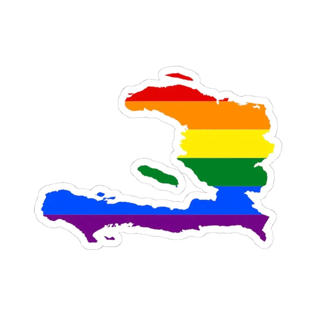 LGBT flag map of Haiti (Haiti) STICKER Vinyl Kiss-Cut Decal 4 Inch White - The Sticker Space