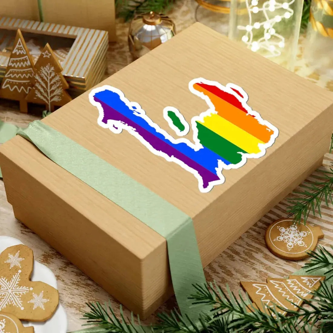 LGBT flag map of Haiti (Haiti) STICKER Vinyl Kiss-Cut Decal - The Sticker Space