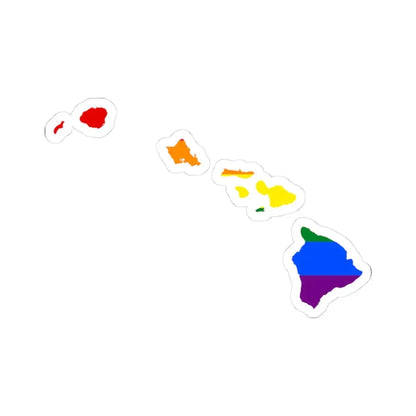 LGBT flag map of Hawaii (United States) STICKER Vinyl Kiss-Cut Decal 3 Inch White - The Sticker Space