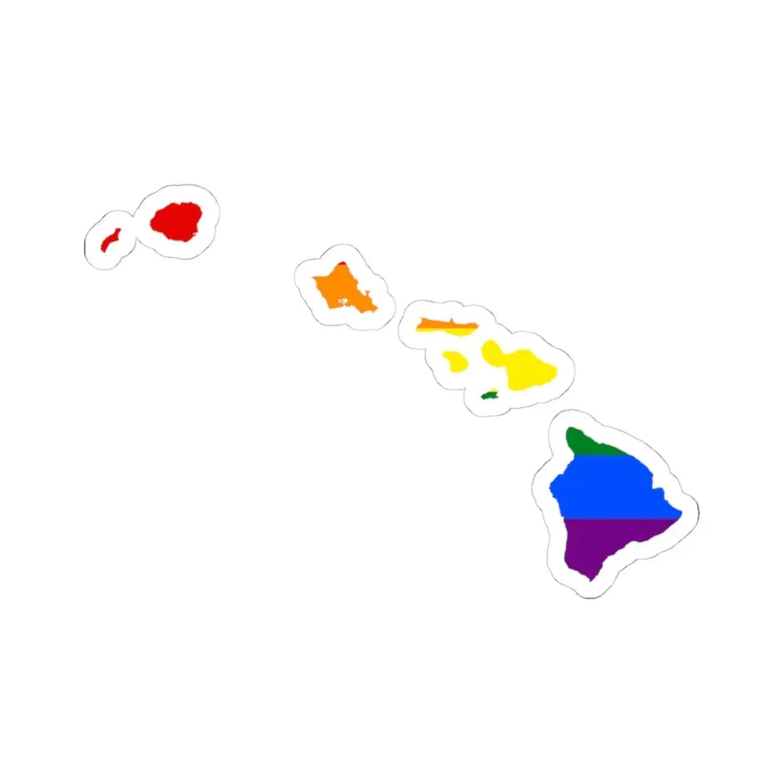 LGBT flag map of Hawaii (United States) STICKER Vinyl Kiss-Cut Decal 4 Inch White - The Sticker Space