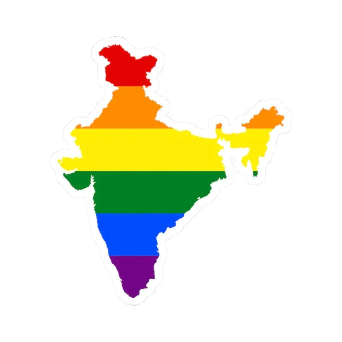 LGBT flag map of India (India) STICKER Vinyl Kiss-Cut Decal 2 Inch White - The Sticker Space