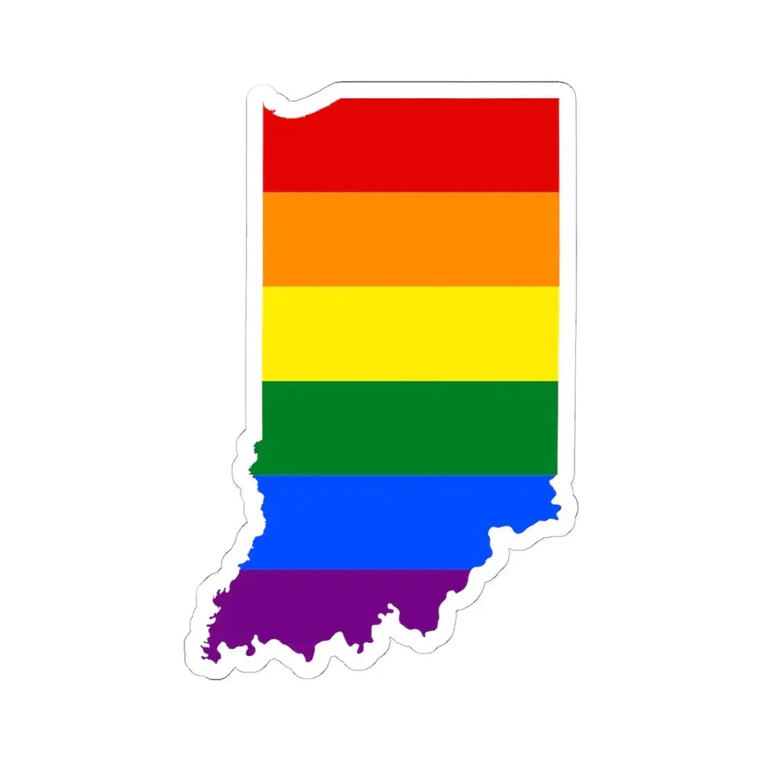 LGBT flag map of Indiana (United States) STICKER Vinyl Kiss-Cut Decal 6 Inch White - The Sticker Space