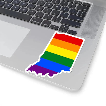 LGBT flag map of Indiana (United States) STICKER Vinyl Kiss-Cut Decal - The Sticker Space