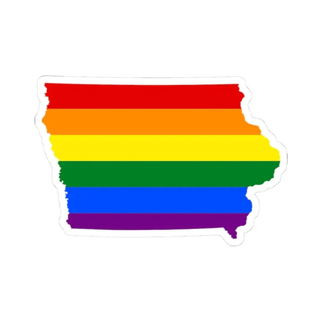LGBT flag map of Iowa (United States) STICKER Vinyl Kiss-Cut Decal 3 Inch White - The Sticker Space