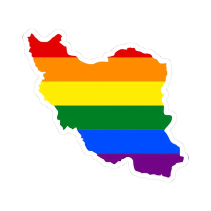 LGBT flag map of Iran (Iran) STICKER Vinyl Kiss-Cut Decal 3 Inch White - The Sticker Space