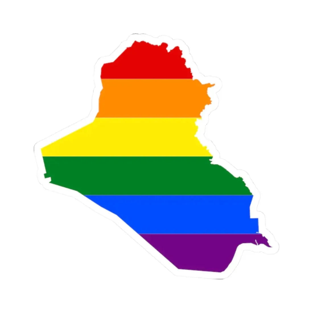 LGBT flag map of Iraq (Iraq) STICKER Vinyl Kiss-Cut Decal 2 Inch White - The Sticker Space