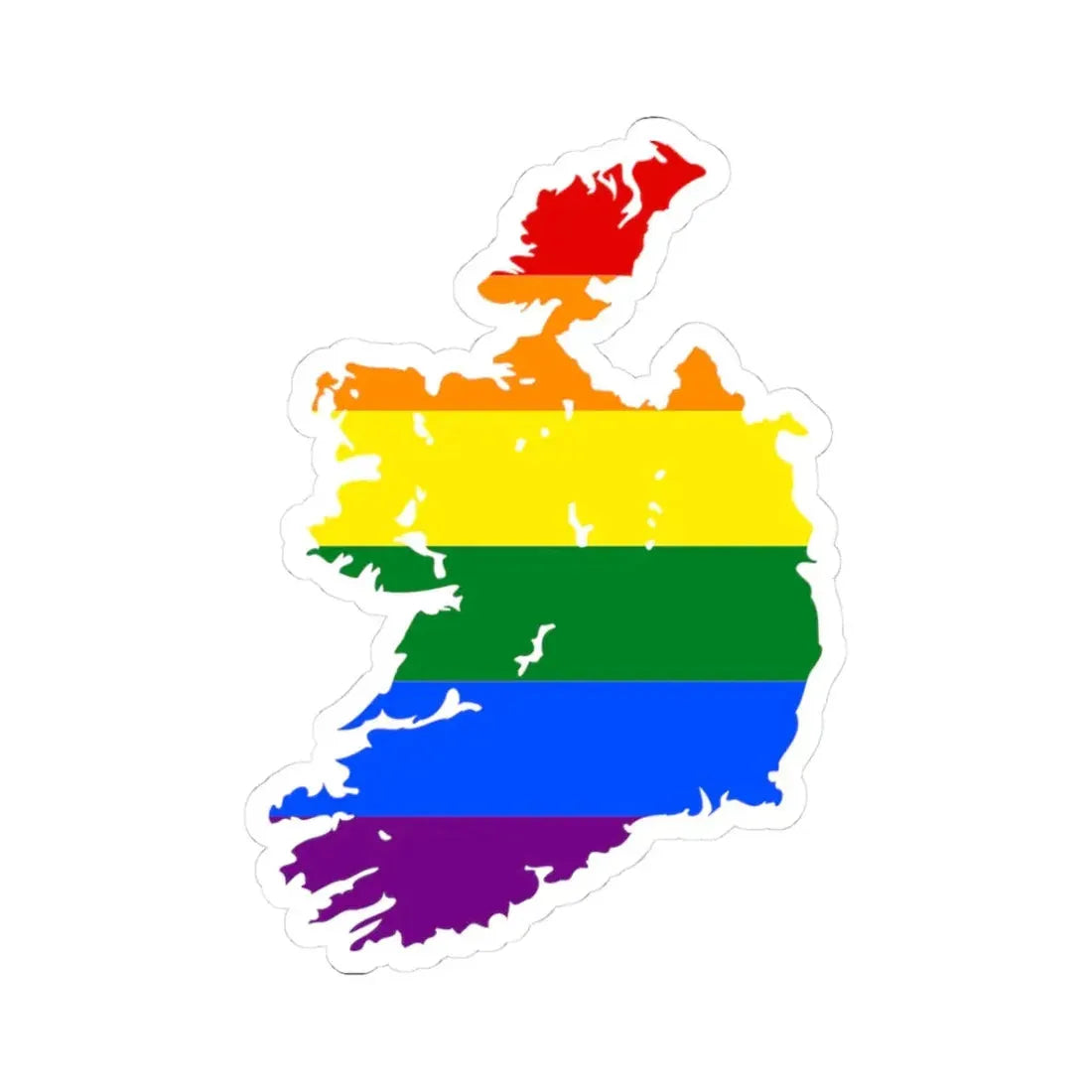 LGBT flag map of Ireland (Ireland) STICKER Vinyl Kiss-Cut Decal 3 Inch White - The Sticker Space