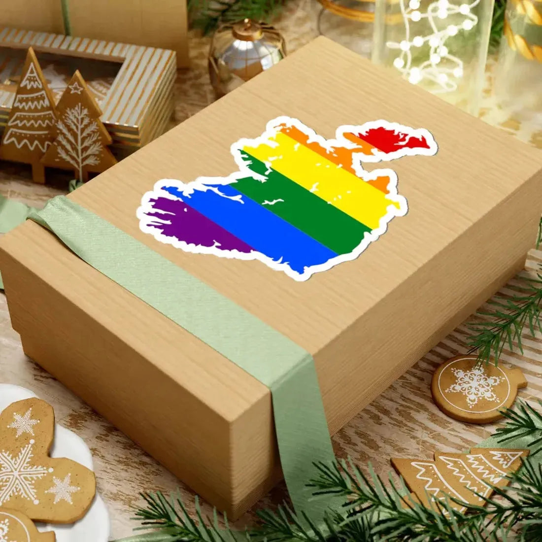 LGBT flag map of Ireland (Ireland) STICKER Vinyl Kiss-Cut Decal - The Sticker Space