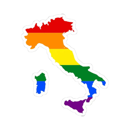 LGBT flag map of Italy (Italy) STICKER Vinyl Kiss-Cut Decal 3 Inch White - The Sticker Space