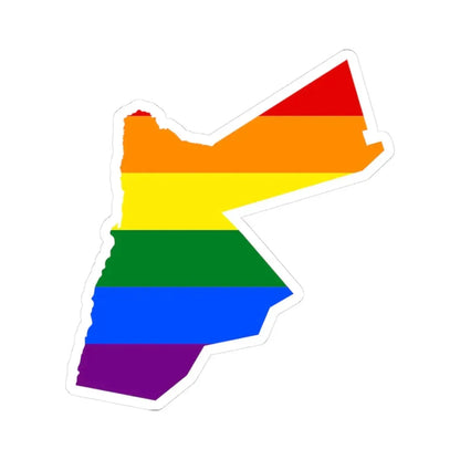LGBT flag map of Jordan (Jordan) STICKER Vinyl Kiss-Cut Decal 3 Inch White - The Sticker Space