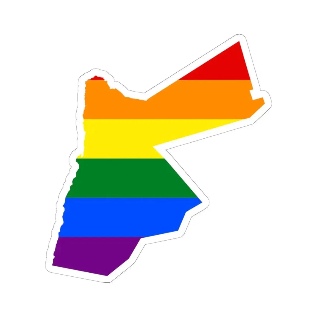 LGBT flag map of Jordan (Jordan) STICKER Vinyl Kiss-Cut Decal 6 Inch White - The Sticker Space