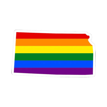 LGBT flag map of Kansas (United States) STICKER Vinyl Kiss-Cut Decal 3 Inch White - The Sticker Space