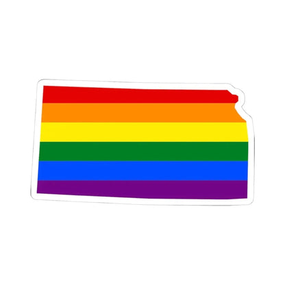 LGBT flag map of Kansas (United States) STICKER Vinyl Kiss-Cut Decal 4 Inch White - The Sticker Space