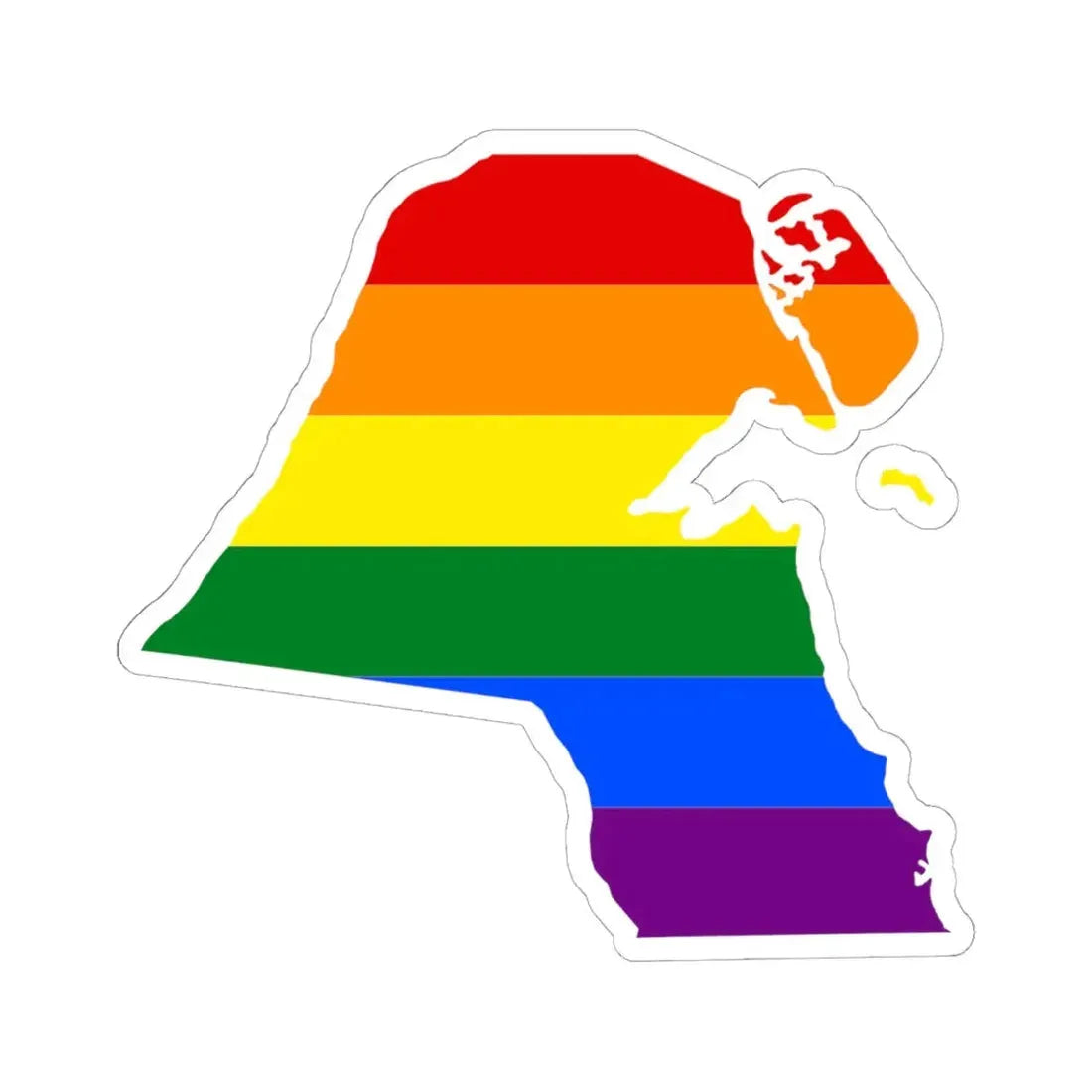 LGBT flag map of Kuwait (Kuwait) STICKER Vinyl Kiss-Cut Decal 6 Inch White - The Sticker Space