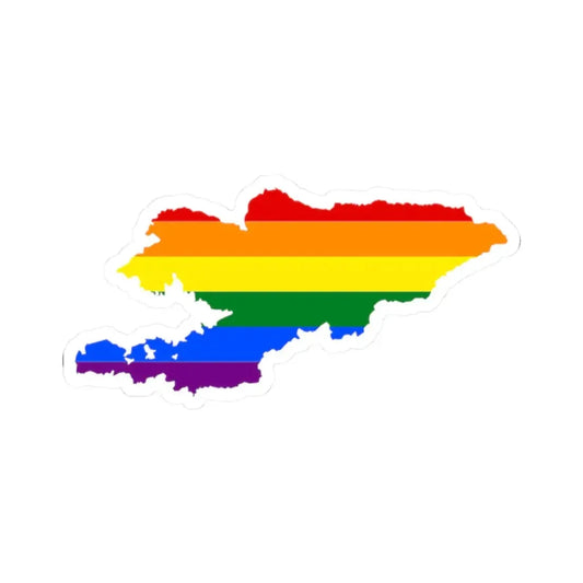 LGBT flag map of Kyrgyzstan (Kyrgyzstan) STICKER Vinyl Kiss-Cut Decal 2 Inch White - The Sticker Space