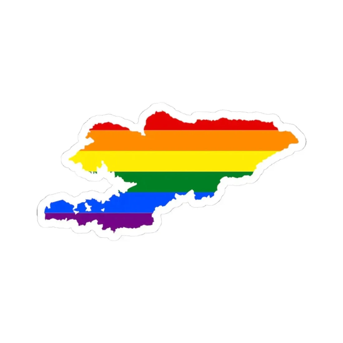 LGBT flag map of Kyrgyzstan (Kyrgyzstan) STICKER Vinyl Kiss-Cut Decal 3 Inch White - The Sticker Space