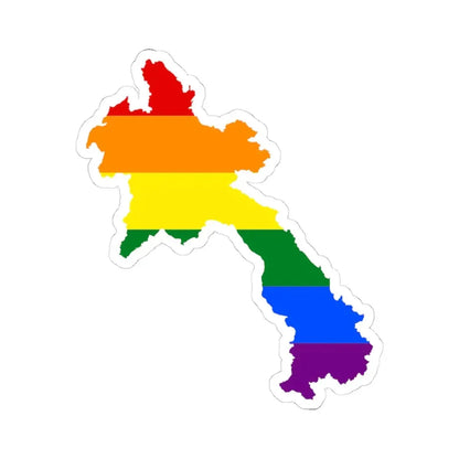 LGBT flag map of Laos (Laos) STICKER Vinyl Kiss-Cut Decal 4 Inch White - The Sticker Space