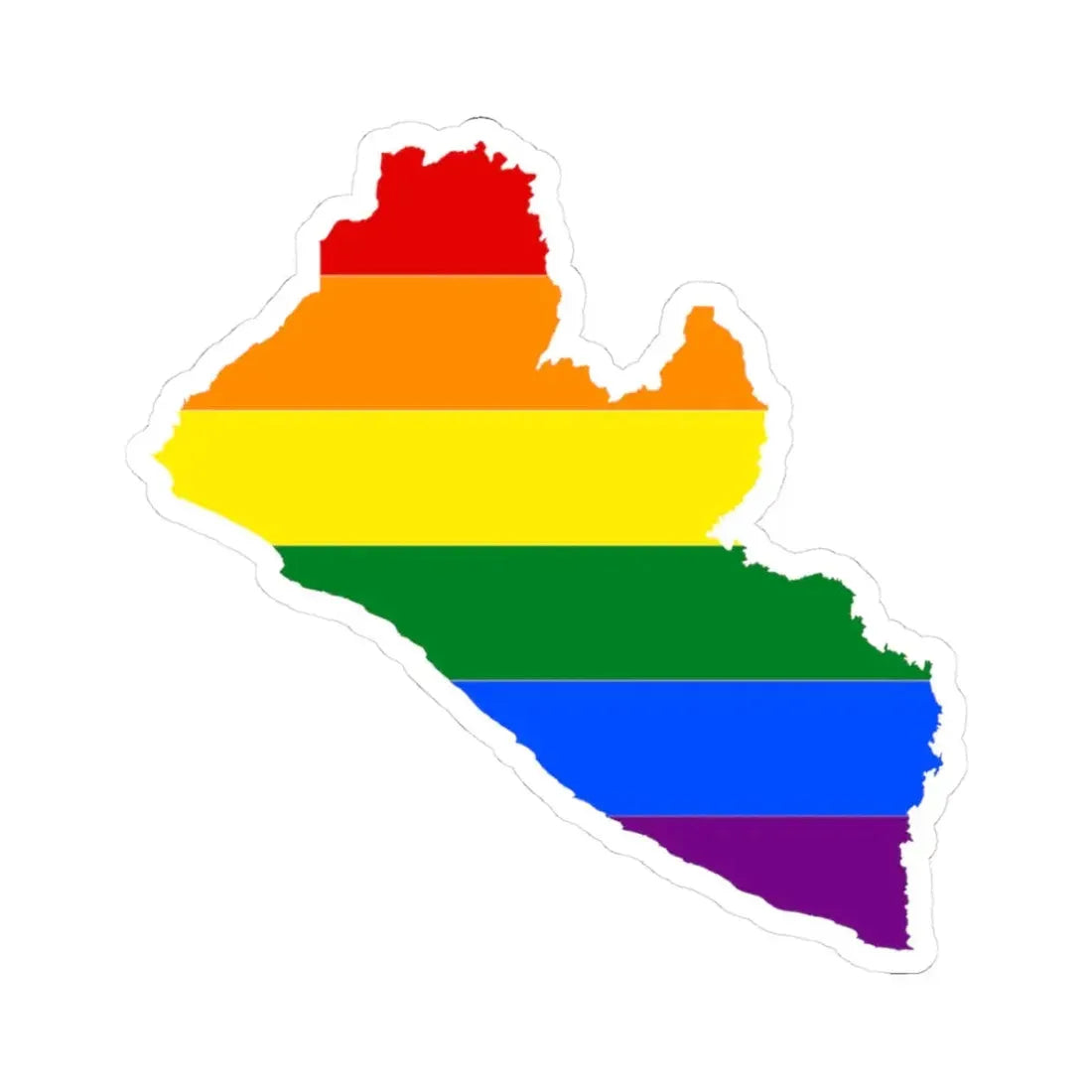 LGBT flag map of Liberia (Liberia) STICKER Vinyl Kiss-Cut Decal 3 Inch White - The Sticker Space