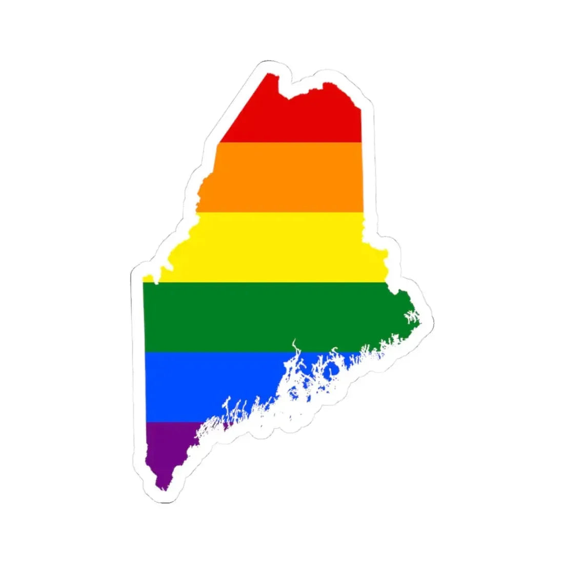 LGBT flag map of Maine (United States) STICKER Vinyl Kiss-Cut Decal 3 Inch White - The Sticker Space