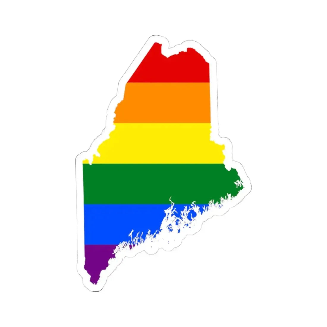 LGBT flag map of Maine (United States) STICKER Vinyl Kiss-Cut Decal 4 Inch White - The Sticker Space