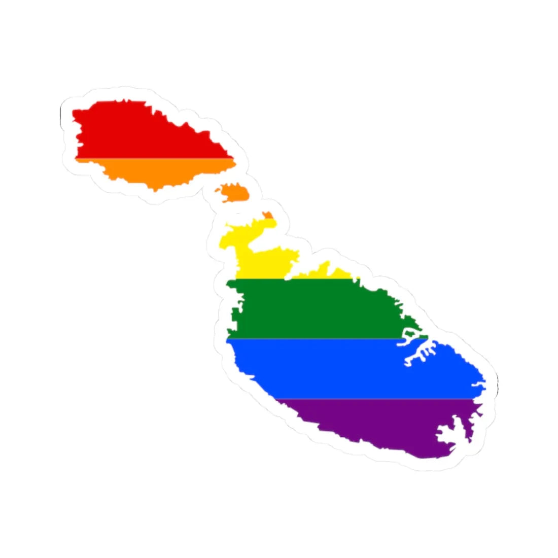 LGBT flag map of Malta (Malta) STICKER Vinyl Kiss-Cut Decal 2 Inch White - The Sticker Space
