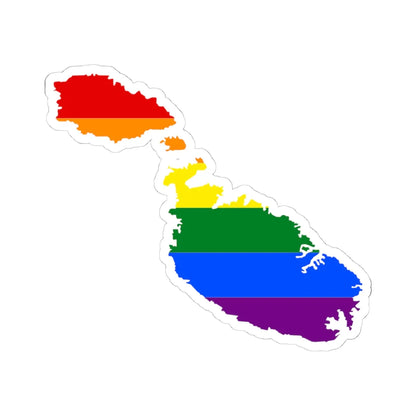 LGBT flag map of Malta (Malta) STICKER Vinyl Kiss-Cut Decal 4 Inch White - The Sticker Space