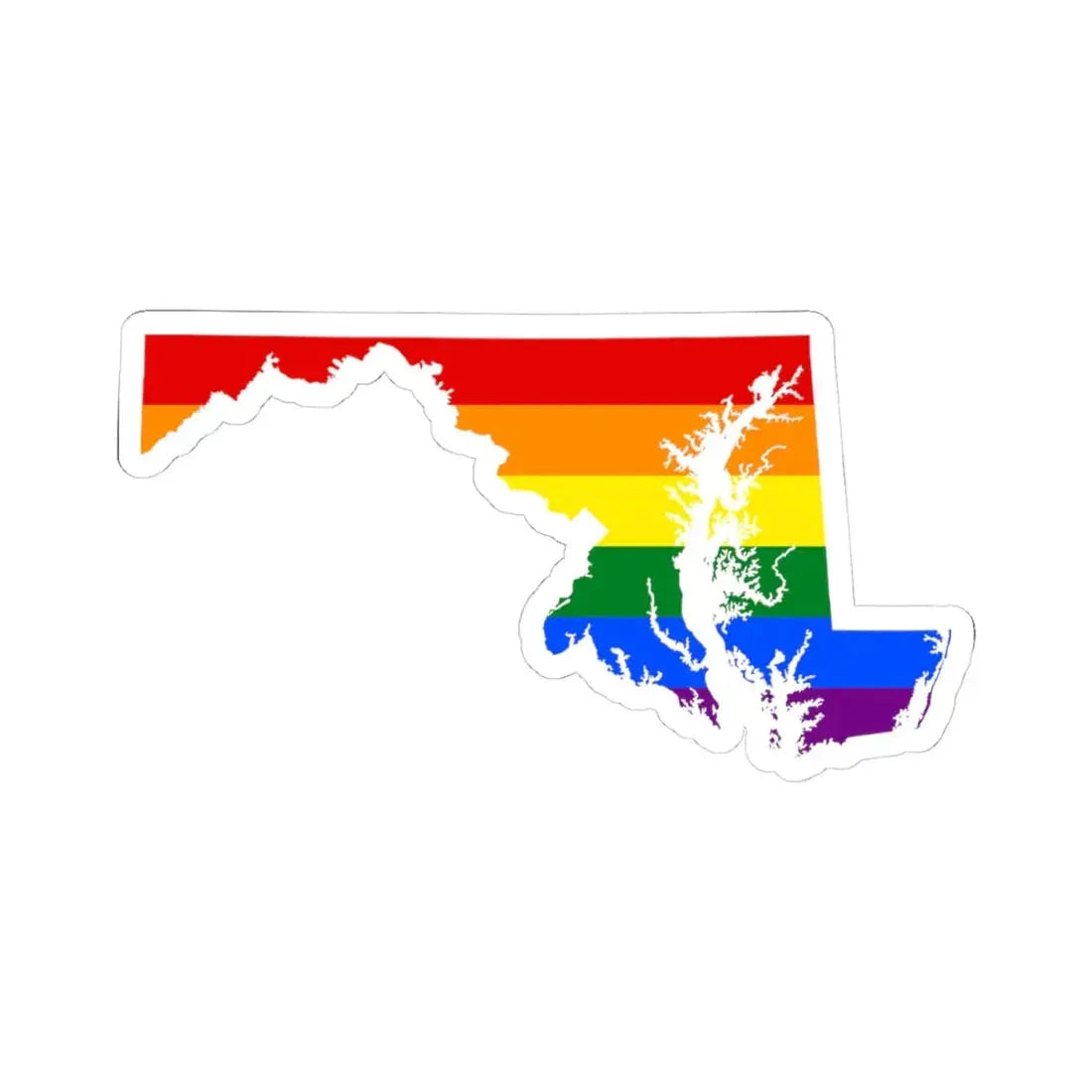 LGBT flag map of Maryland (United States) STICKER Vinyl Kiss-Cut Decal 4 Inch White - The Sticker Space