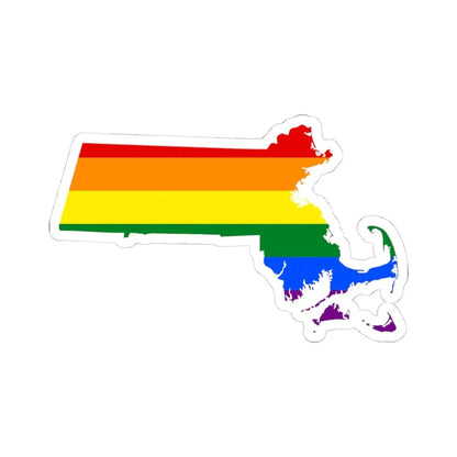 LGBT flag map of Massachusetts (United States) STICKER Vinyl Kiss-Cut Decal 4 Inch White - The Sticker Space