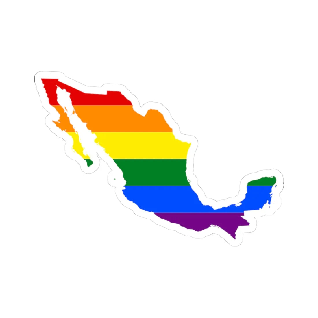 LGBT flag map of Mexico (Mexico) STICKER Vinyl Kiss-Cut Decal 3 Inch White - The Sticker Space