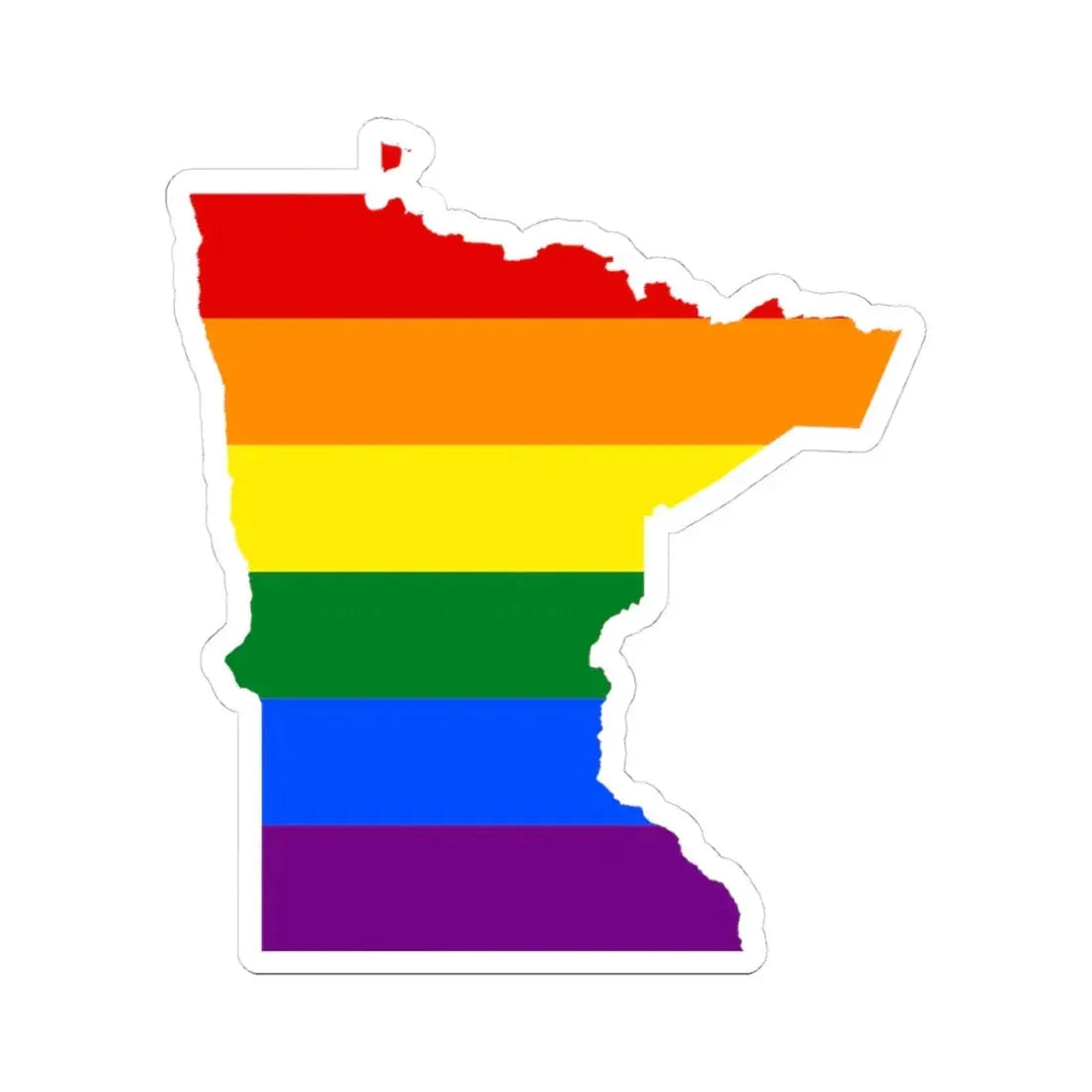 LGBT flag map of Minnesota (United States) STICKER Vinyl Kiss-Cut Decal 4 Inch White - The Sticker Space