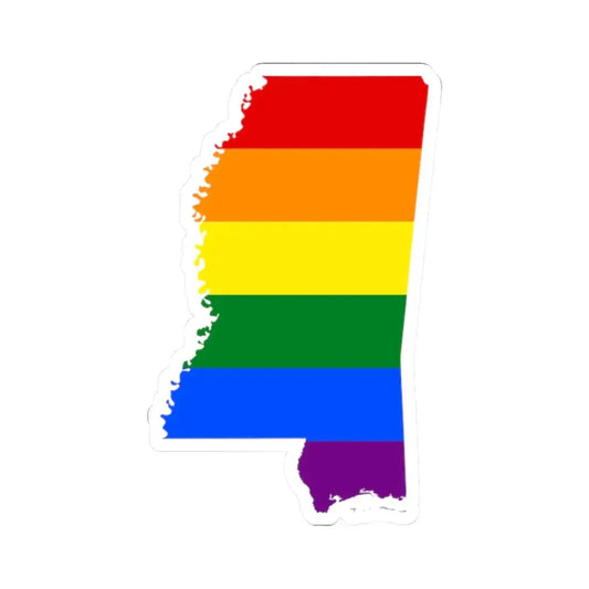 LGBT flag map of Mississippi (United States) STICKER Vinyl Kiss-Cut Decal 2 Inch White - The Sticker Space
