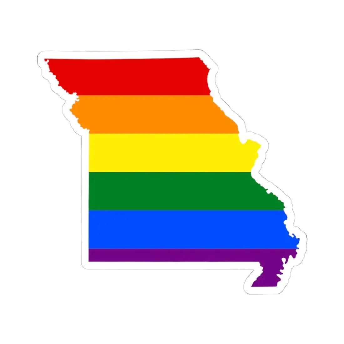 LGBT flag map of Missouri (United States) STICKER Vinyl Kiss-Cut Decal 4 Inch White - The Sticker Space
